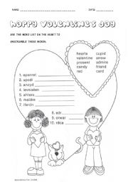 English Worksheet: Happy Valentines day