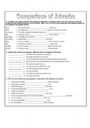 English Worksheet: Comparison of Adverbs