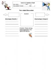 English worksheet: Two-sided Opinions