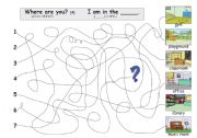 English Worksheet: Where are you? School rooms