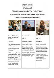 English Worksheet: fashion and style, clothes, the way we look