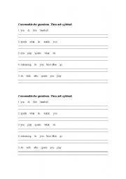 English worksheet: Unscramble phrases