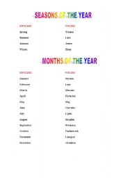 English worksheet: Seasons/Months Of The Year English/Polish