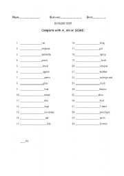 English Worksheet: articles