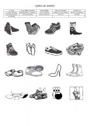 English Worksheet: Types of shoes (clothes vocabulary)