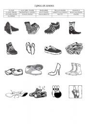 Types of shoes (clothes vocabulary)