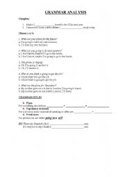 English worksheet: grammar analysis in future tenses