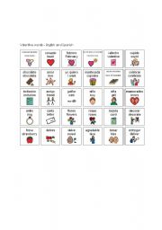 English Worksheet: Valentine Words in English and Spanish