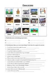 English Worksheet: Places in town