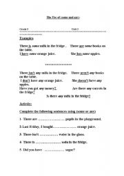English Worksheet: the use of some and any