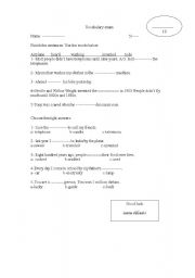English worksheet: vocab exam
