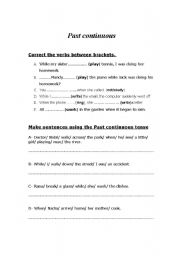 English Worksheet: past continuous