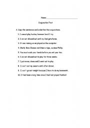 English worksheet: Conjunction Test