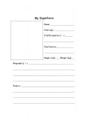 English worksheet: My Superhero