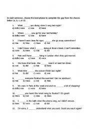 English worksheet: choose the best answer