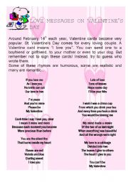 English Worksheet: Love messages on Valentines day