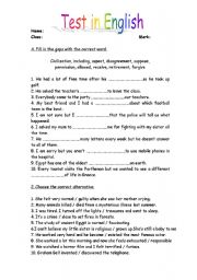 English Worksheet: Vocabulary Test