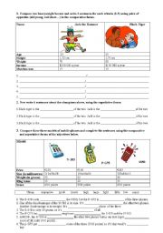 English Worksheet: comparing people and objects 