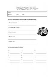 English worksheet: Worksheet