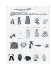 English worksheet: clothes and accessories