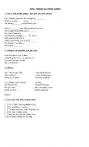 English Worksheet: Heaven - Bryan Adams