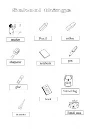 English Worksheet: school things