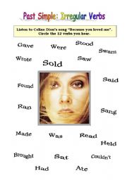 English Worksheet: SONG WORKSHEET (BECAUSE YOU LOVED ME BY CELINE DION)