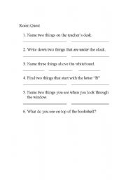 English worksheet: Room Quest