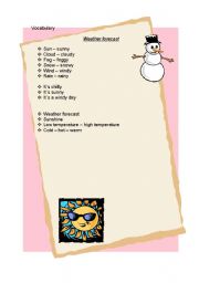 English Worksheet: weather forecast