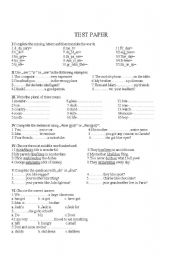 English Worksheet: first semesters final revision 