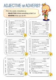 English Worksheet: Adjective or Adverb?