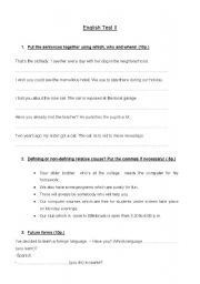 English Worksheet: english test