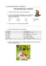 English Worksheet: Little Red Riding Hood by Roald Dahl (vocabulary)