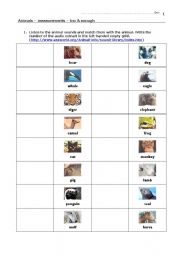 English worksheet: Elementary Animals (vocabulary)