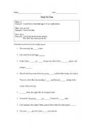 English Worksheet: To/too/two worksheet