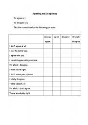 English Worksheet: Agreeing and Disagreeing