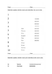 English worksheet: numbers match and write