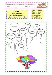 English Worksheet: colouring numbers