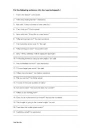 English Worksheet: Reported speech 1