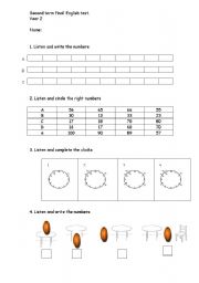 English worksheet: Test english primary 2