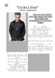 English Worksheet: SONG WORKSHEET (CRY ME A RIVER BY JUSTIN TIMBERLAKE)