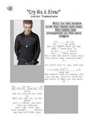 SONG WORKSHEET (CRY ME A RIVER BY JUSTIN TIMBERLAKE)