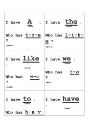 English worksheet: Sight word game