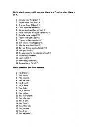 English Worksheet: Short answers