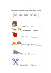 English Worksheet: What is it? What are they?