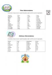 English Worksheet: Matching Abbreviations