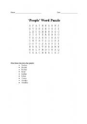 English worksheet: family words