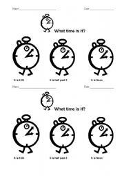 English worksheet: time 