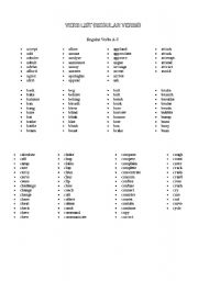 English worksheet: Verb list