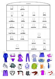 English Worksheet: Wardrobe - clothes and acessories 